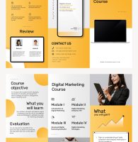 Tri-fold business course brochure template psd for digital marketing